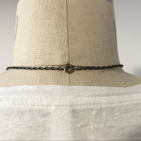 Gunmetal Multi Layer Asymmetrical Cross Necklace - Picture 6 of 6